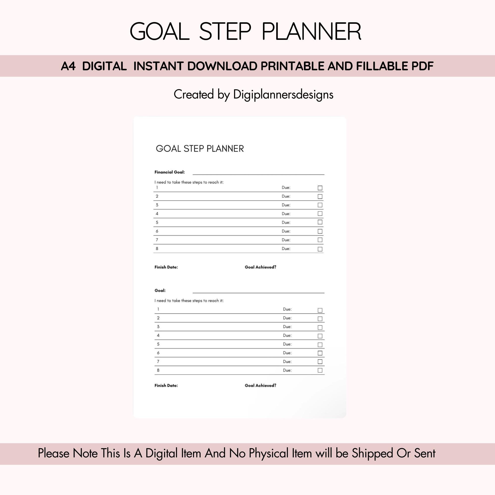 Goal Step Planner,smart Goals Tracker,productivity Planner,goal Planner ...