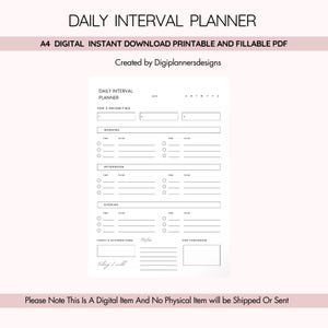 Daily Interval Planner,Thought Organiser,ADHD Planner,Daily Planner,Daily Schedule,Daily Routine,Daily Timeblocking,Daily Timetable,Day Plan