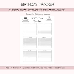 Birthday Tracker, Birthday Reminder Log, Annual Birthday Planner, Gift Planner, Special Dates Organizer, Family & Friends Calendar,Birthdays