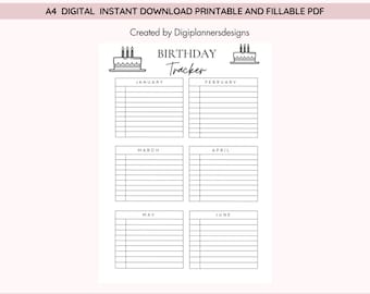 Birthday Tracker, Birthday Reminder Log, Annual Birthday Planner, Gift Planner, Special Dates Organizer, Family & Friends Calendar,Birthdays