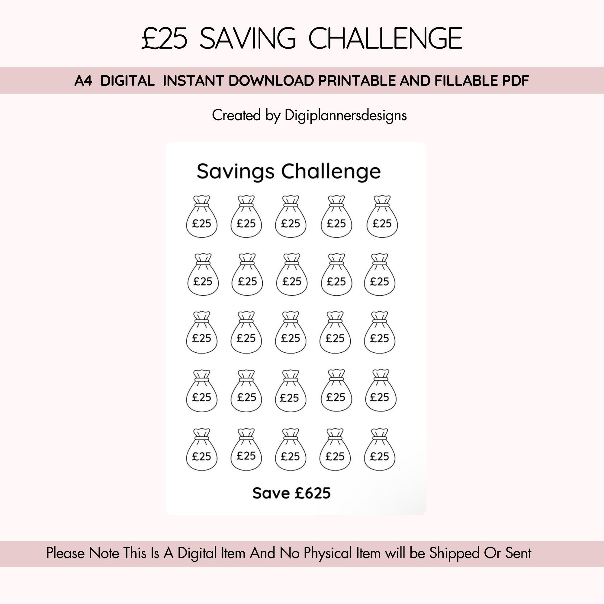 25 Pound Challenge,savings Challenge,money Savings,pound Challenge