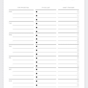 Weekly Planner Printable,daily Weekly Planner,day at a Glance,day to ...