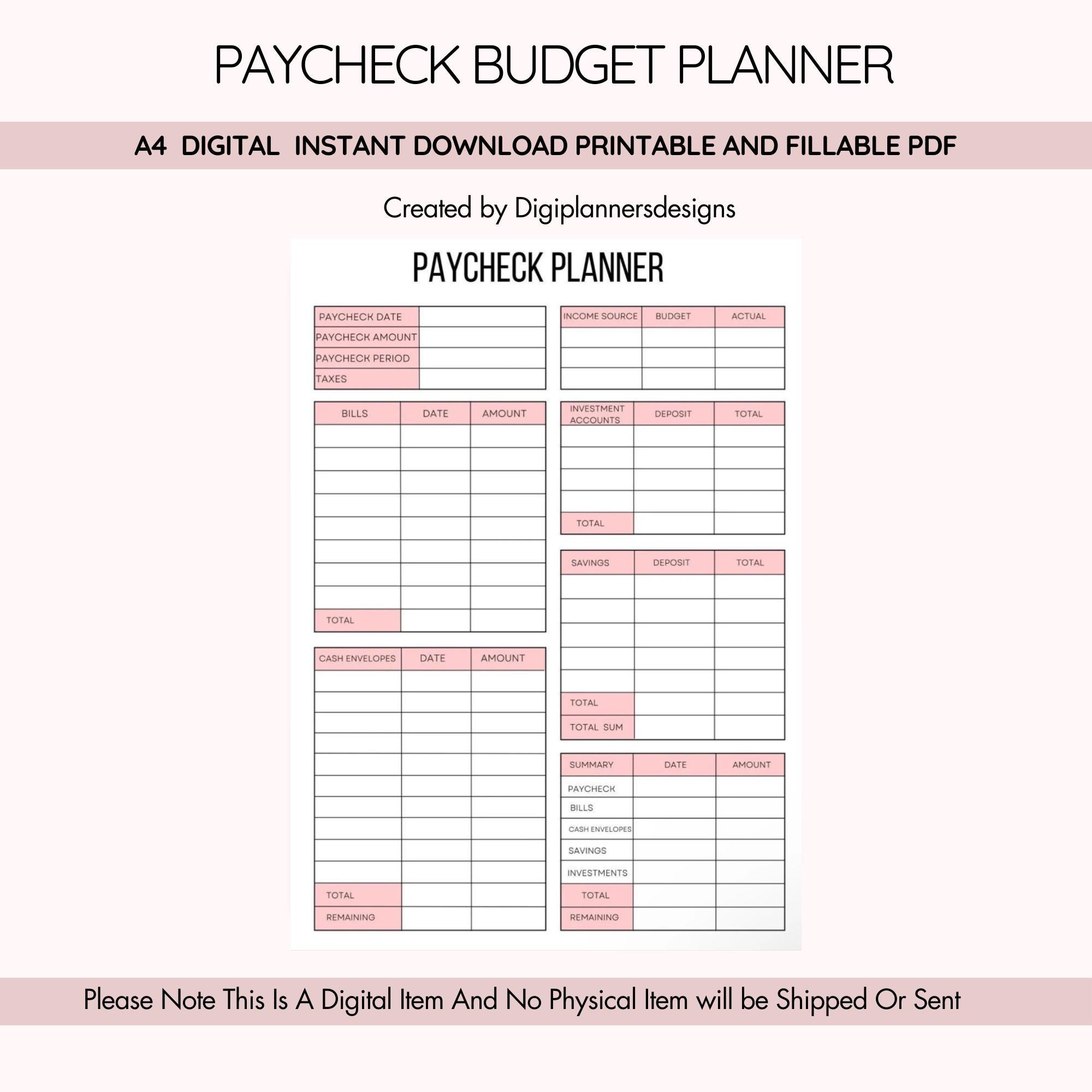 Free Printable Bi Weekly Budget Planner - Etsy