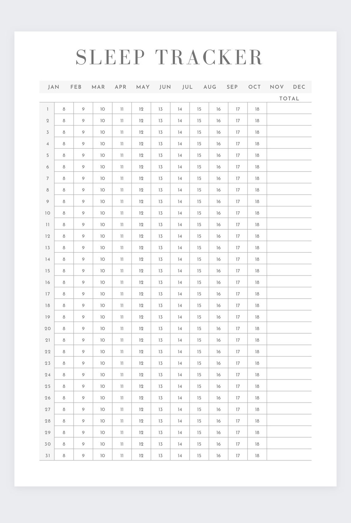 Sleep Tracker Printablesleep Listweekly Sleep Logdigital - Etsy