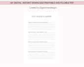 Life Vision Planner, Personal Vision Planner, Goal Setting Workbook, Dream Life Planner, Long Term Goals Organizer, Personal Growth Planner