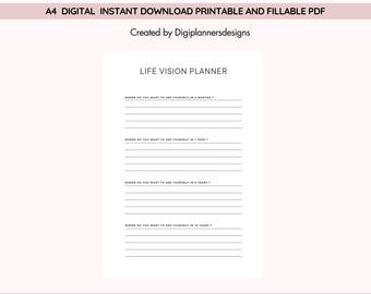 Planificador de visión de vida, Planificador de visión personal, Cuaderno de trabajo para establecer metas, Planificador de vida ideal, Organizador de metas a largo plazo, Planificador de crecimiento personal