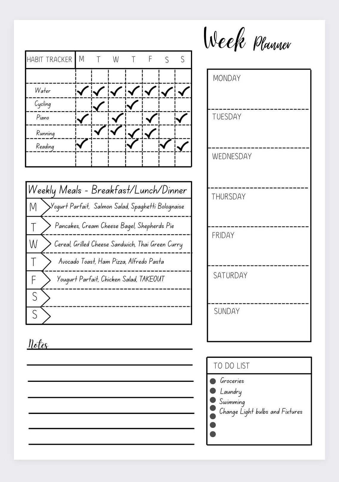 Weekly Planner Weekly Organizer Planner Insert Happy - Etsy