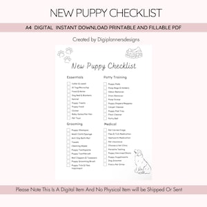Welpen Checkliste,Welpen Liste,Welpen Planer,Welpen Tracker,Hund Checkliste,Hunde Mama,Neue Welpen Essentials,Tierpflege Planer, Haustier Planer,Hunde Tracker Bild 1