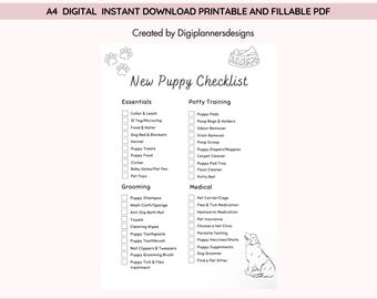 Puppy Checklist,Puppy List,Puppy Planner,Puppy Tracker,Dog Checklist,Dog Mom,New Puppy Essentials,Pet Care Planner, Pet Planner,Dog Tracker