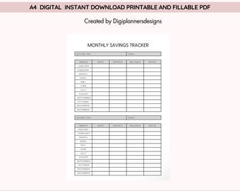 Monthly Savings Tracker,Savings Planner, Money Saving Log,Budget Planner,Financial Goals Tracker,Personal Finance Planner,Savings Tracker