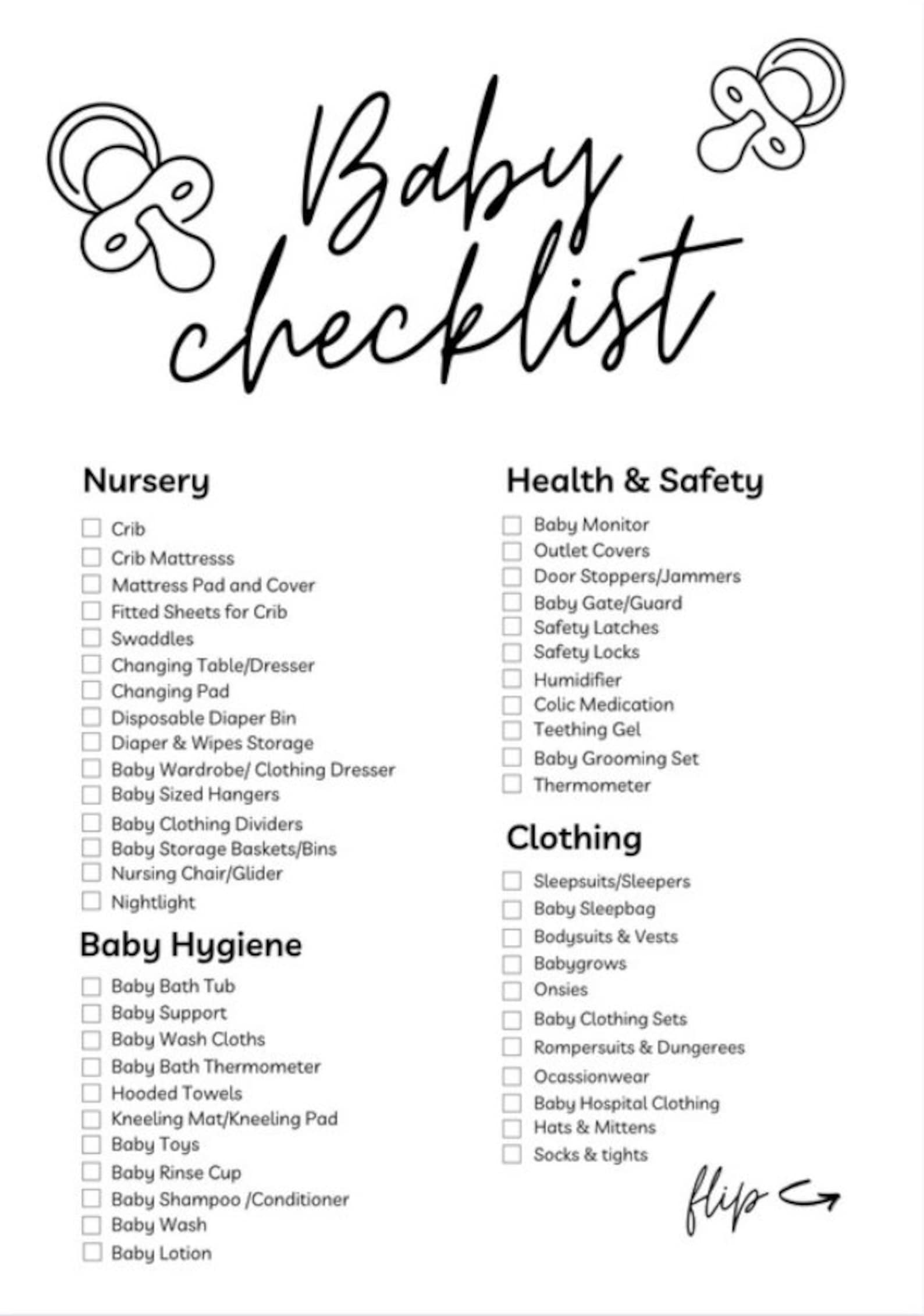 Baby Checklistbaby Shower Checklistbaby Registry Etsy