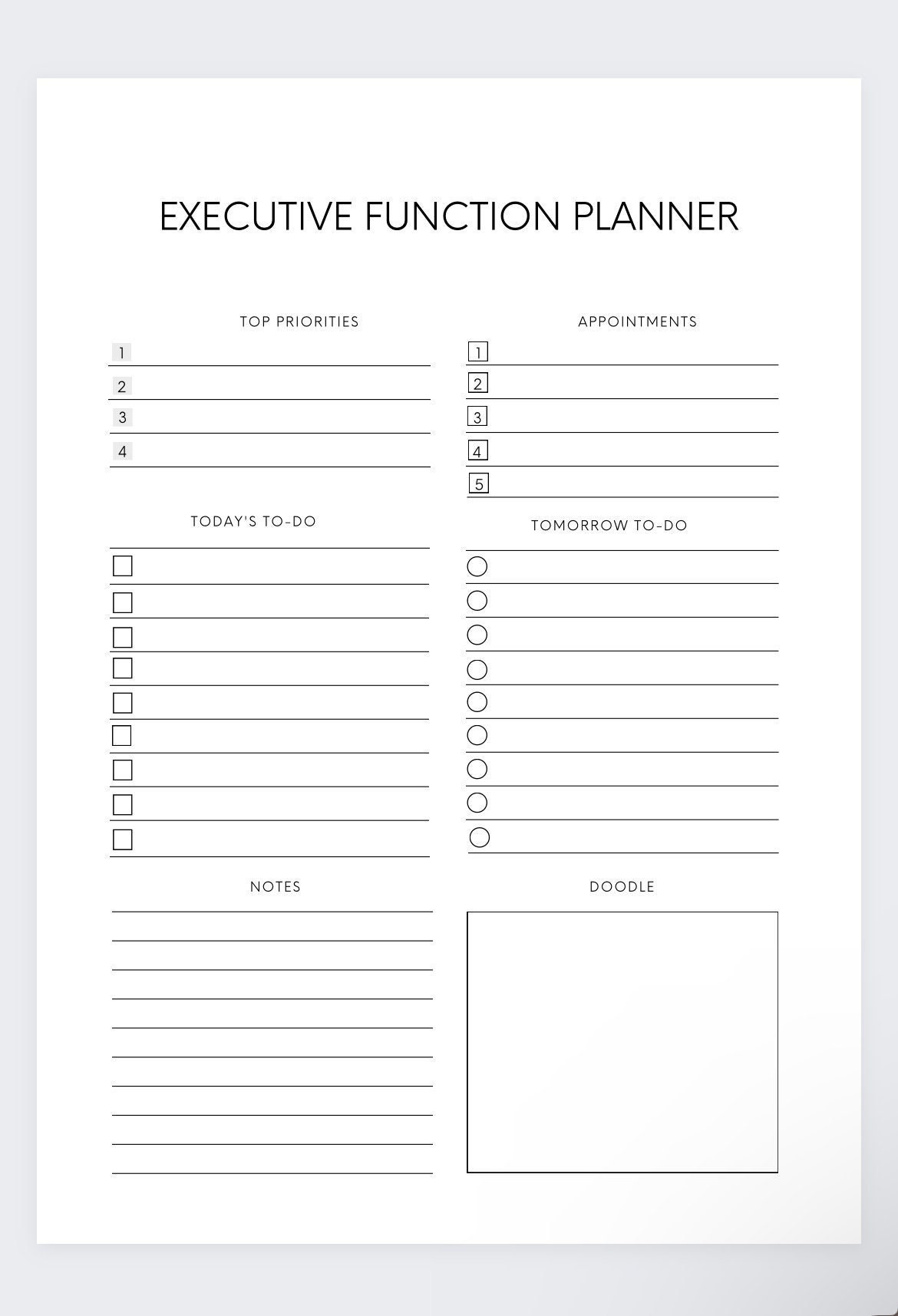 Exekutivfunktion Planer, Brain Dump Printable, Gedanken Organizer, ADHS Gehirn Dump, Organisationsplaner, Analysieren Lähmung Planer