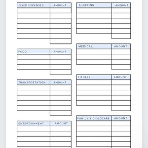Baby Blue Monthly Expense Tracker, Monthly Budget Planner, Expense Log ...