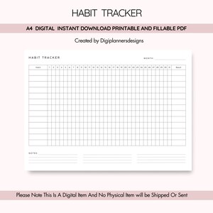 Monthly Habit Planner, 30 Day Habit Tracker, Daily Habits Log, Routine Builder, Productivity Planner, Self Improvement Tracker, Goal Planner