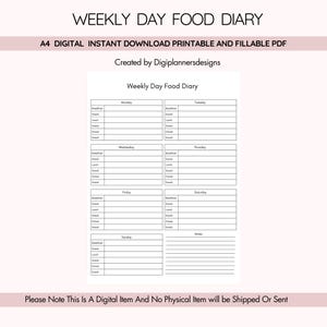 Plain Weekly Day Food Diary,Meal Tracker,Diet Planner,Nutrition Log,Daily Food Log,Meal Planner,Health Journal,Meal Planner,Snack Tracker
