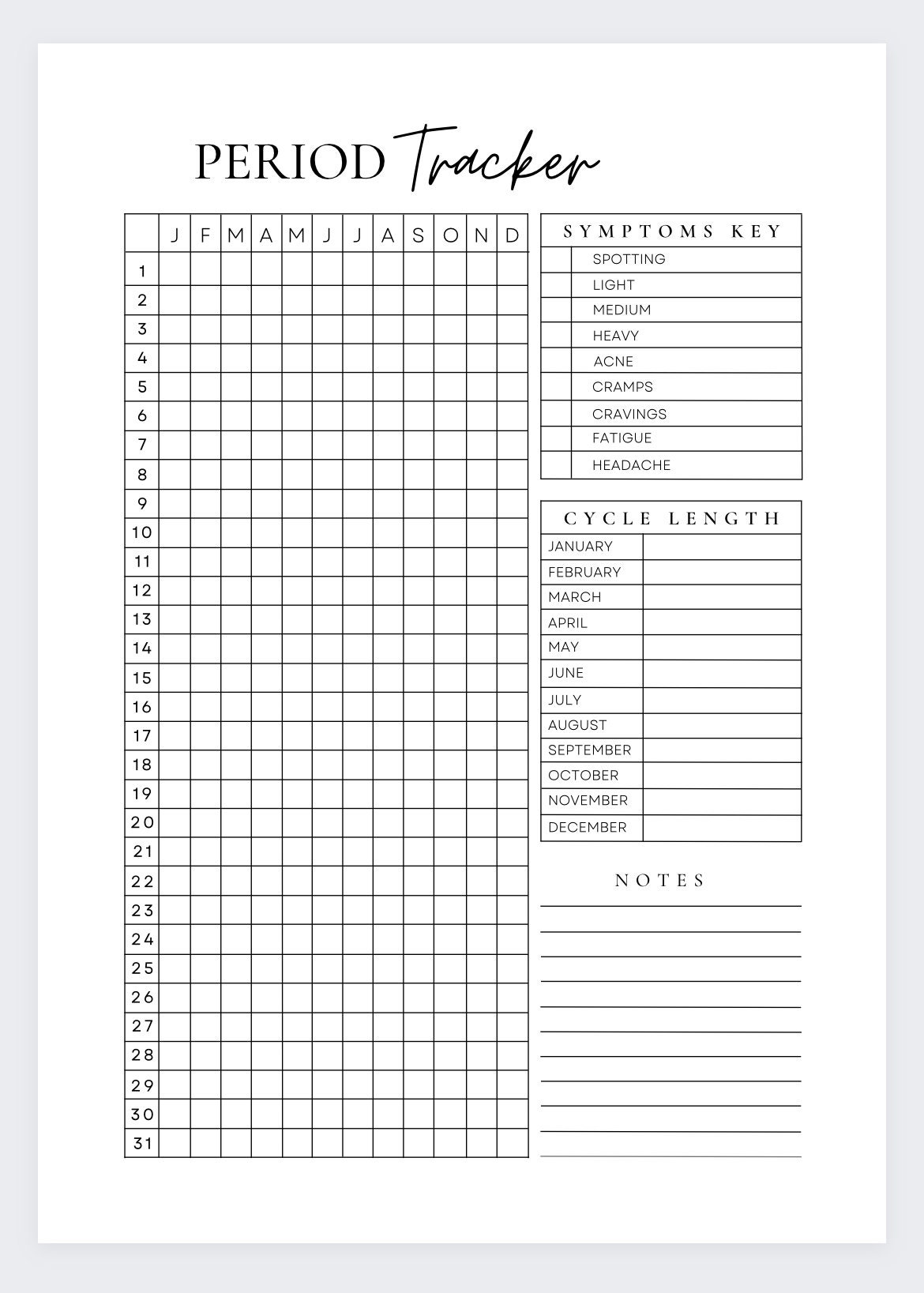 Period Tracker,a5 Printable Planner Inserts,menstrual Cycle Calendar Template,tracking ...
