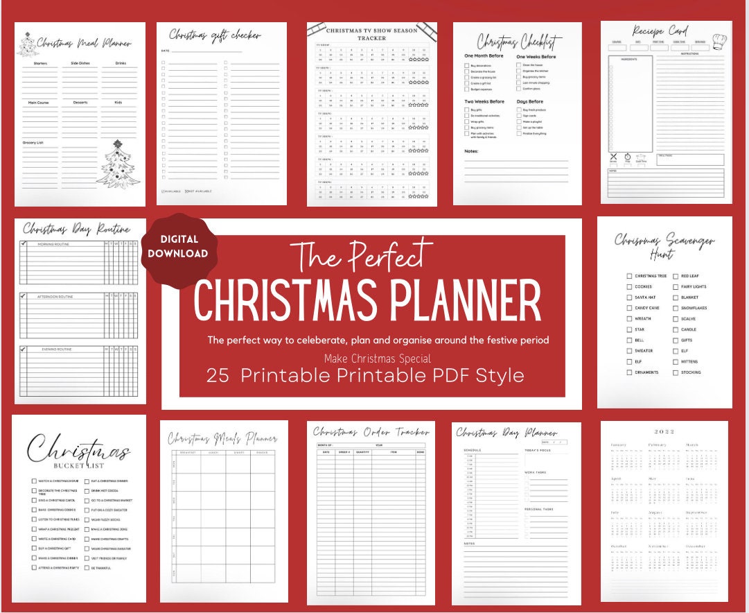 Printable Christmas Planner: Holiday Budget, Menu, Gift Tracker (PDF)