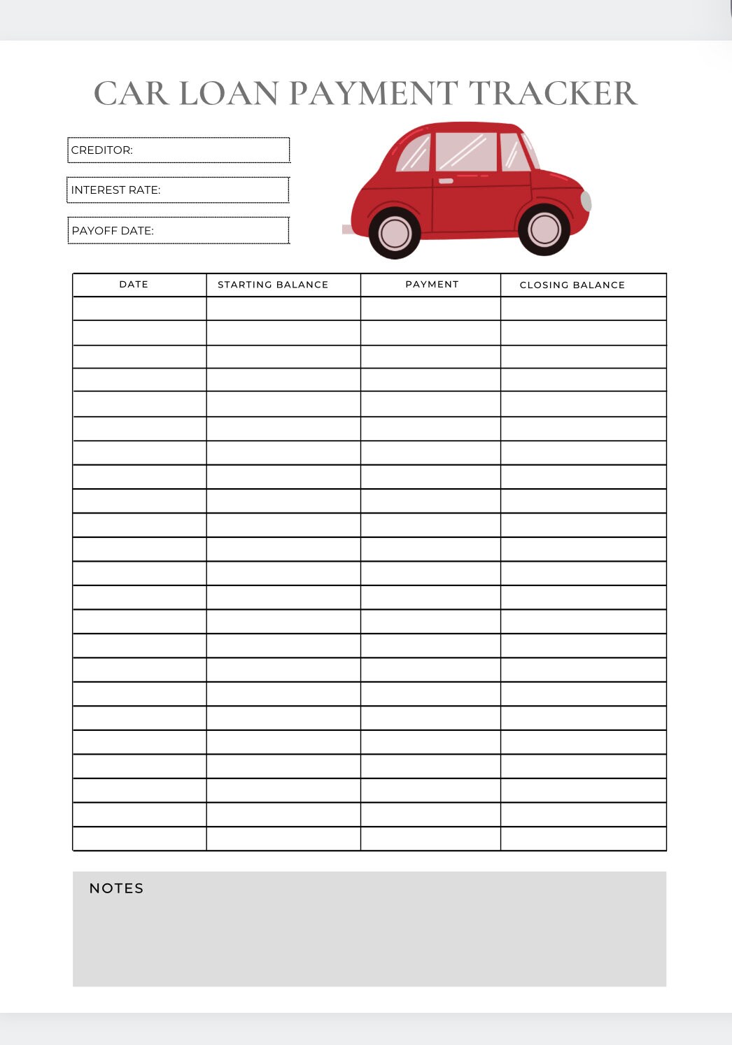 Car Loan Payment Trackercredit Card Payoffdebt Trackerdebt Etsy