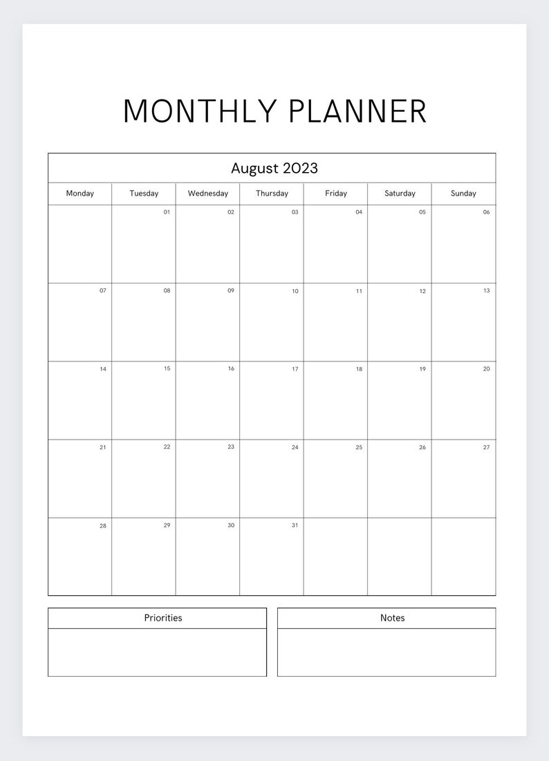 Monthly Planner,monthly Calendar 2023, Monthly Planner,dailyplanner