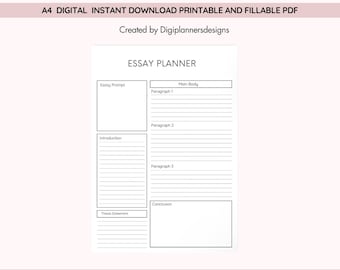 Essay Planner, Writing Planner,Assignment Planner,Academic Planner,Essay Outline Sheet, Student Organizer, Research Planner,Writing Tracker