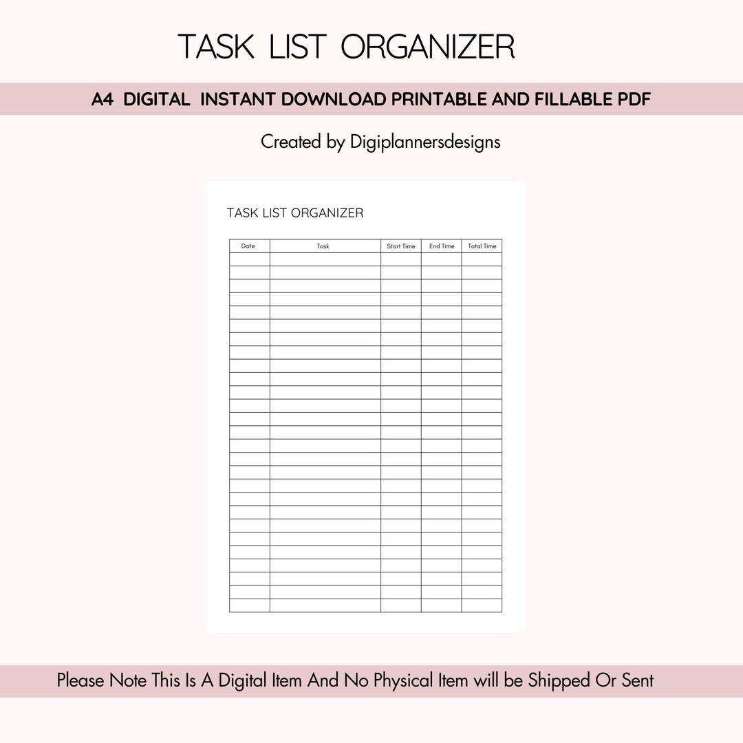 Task List Order Task List Organizer, to Do List Planner, Task Manager, Productivity ...