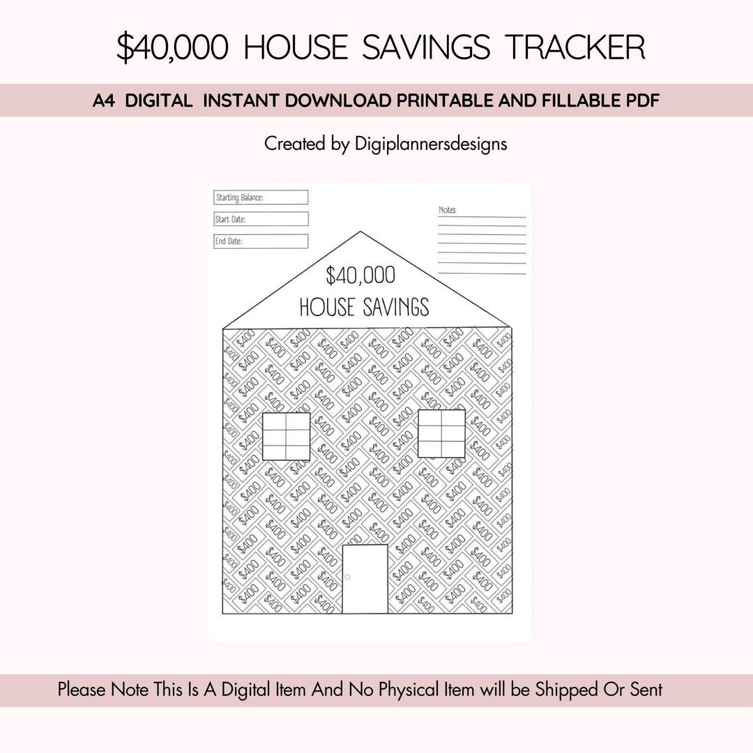 Save 40,000,house Savings Pot,budget Binder, Savings Jar,housing Fund ...
