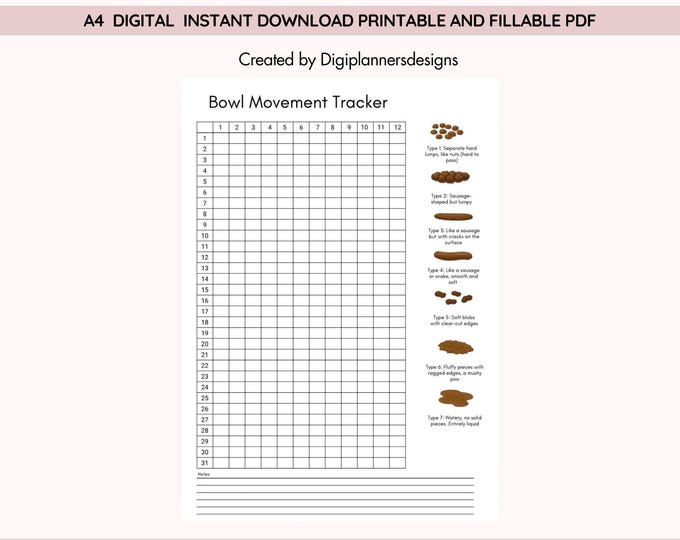Poop Tracking Graph Poop Tracker Printable Sheets/bowel Movement Journal Planner/ibs Celiac ...
