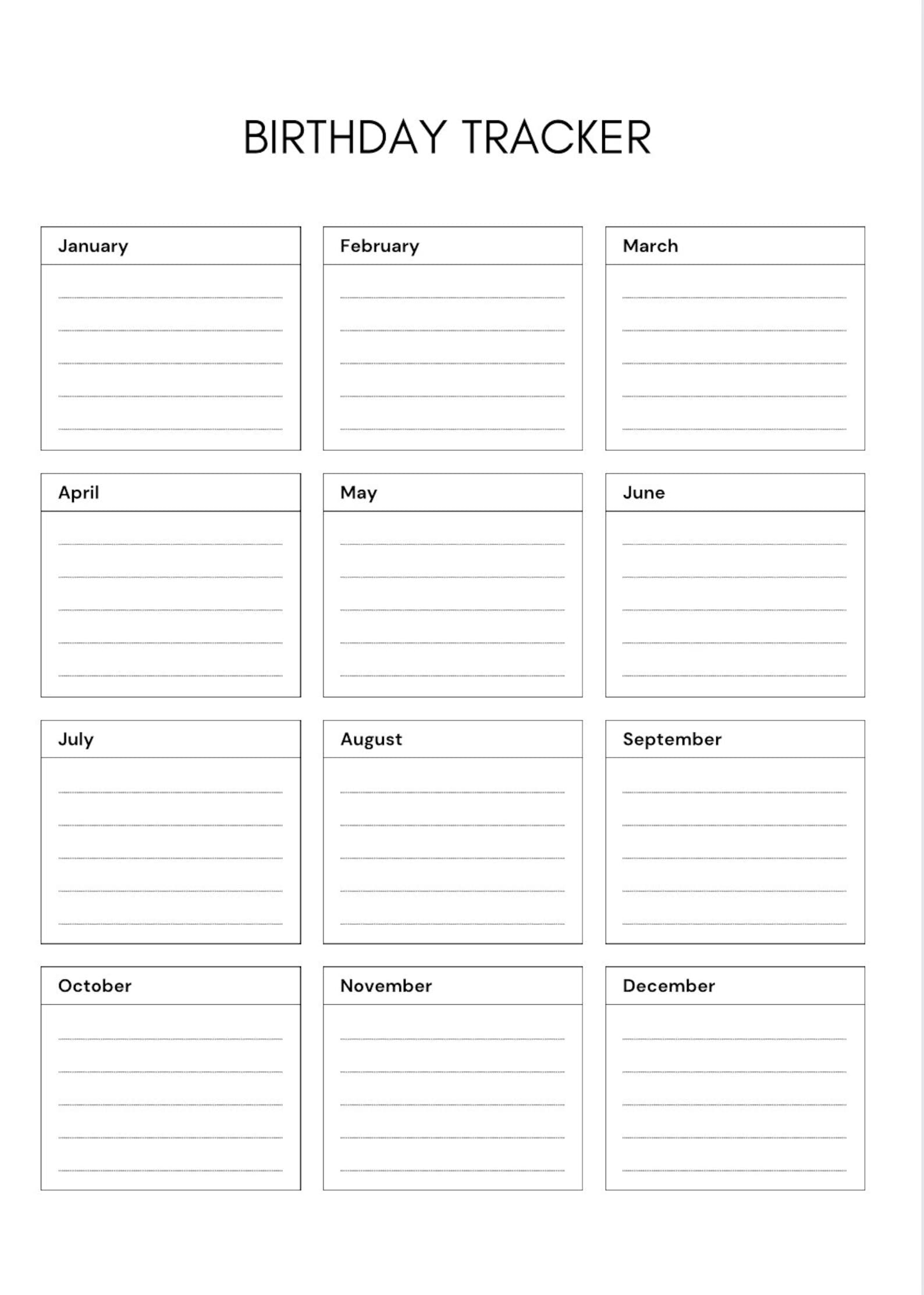 Birthday Plannerdate Trackerbirthday Tracker (Download Now) - Etsy