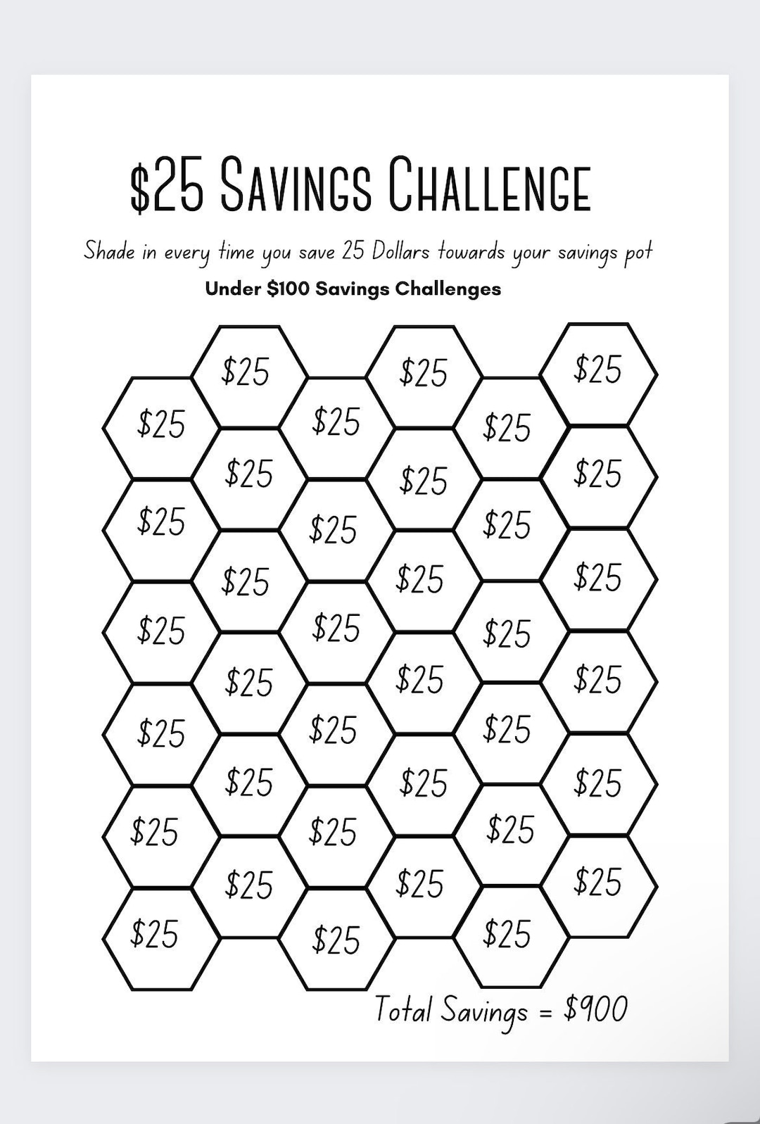 25 Dollar Saving Challenge,savings Box, Savings Binder