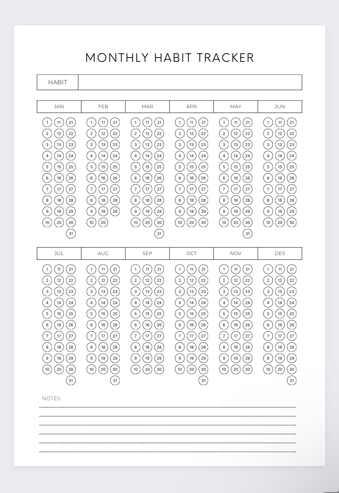 Monthly Habit Tracker: Routine Planner (Digital Download)