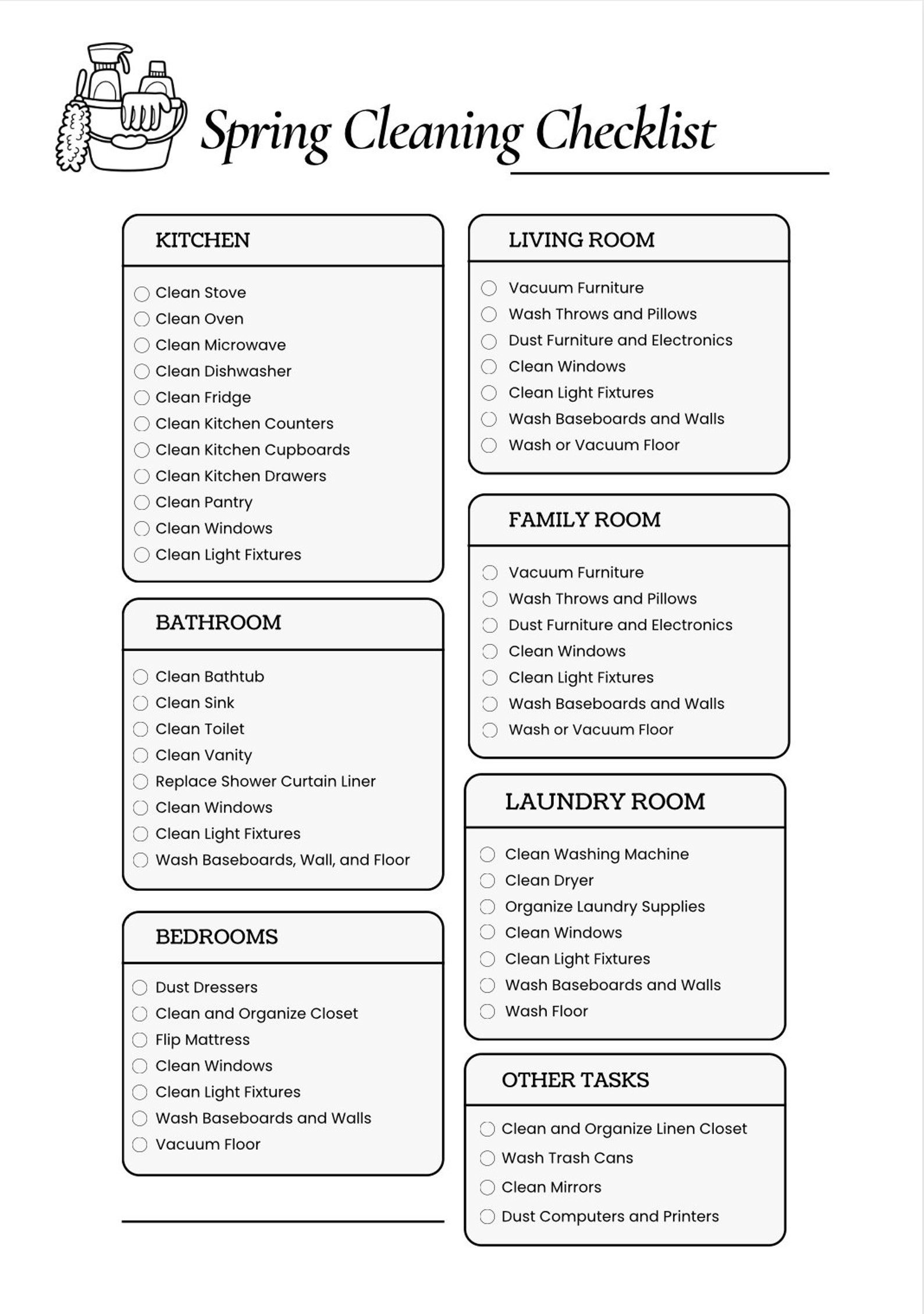 Cleaning Checklist,cleaning List,cleaning Planner,spring Cleaning