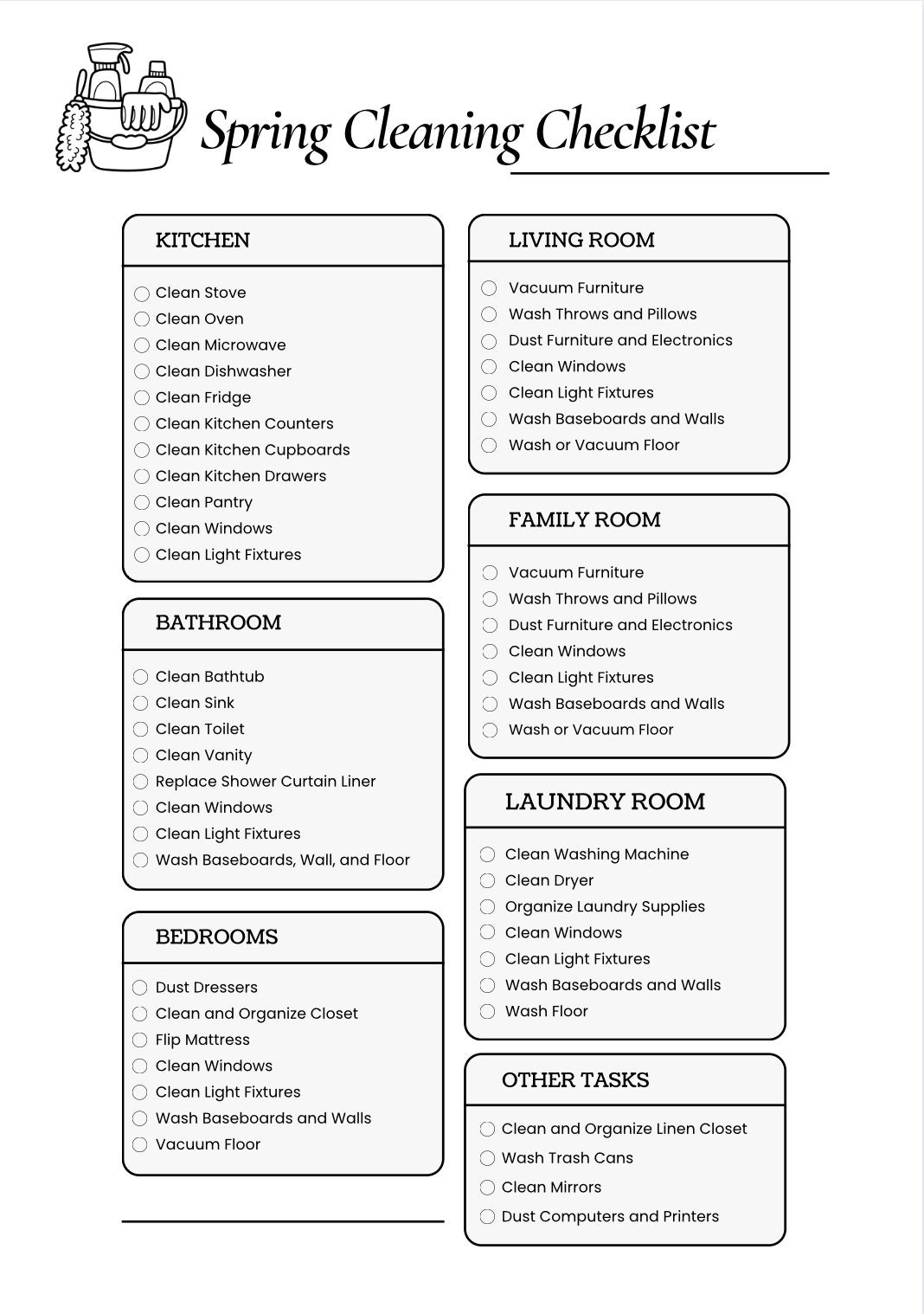 Cleaning Checklist,cleaning List,cleaning Planner,spring Cleaning