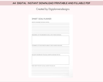 Smart Goal Planner,Organizer Pages,Goal Tracker,Goal Planning Worksheet,Resolutions, Goal Planner,Goal Journal,Goal Board,Goal Planner