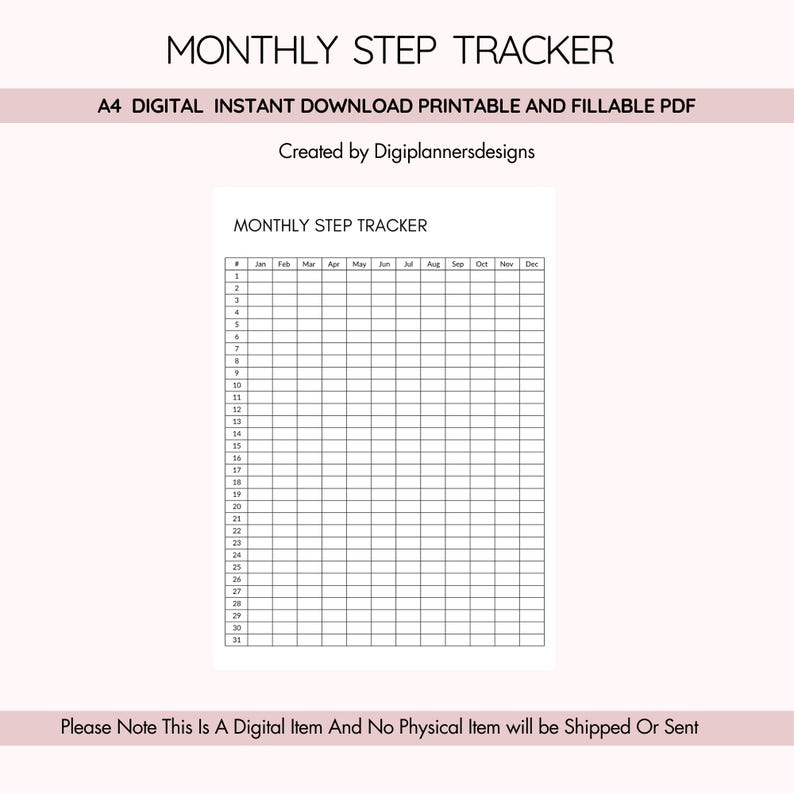 Monthly Step Tracker,walking Tracker,activity Tracker,daily Steps Log ...