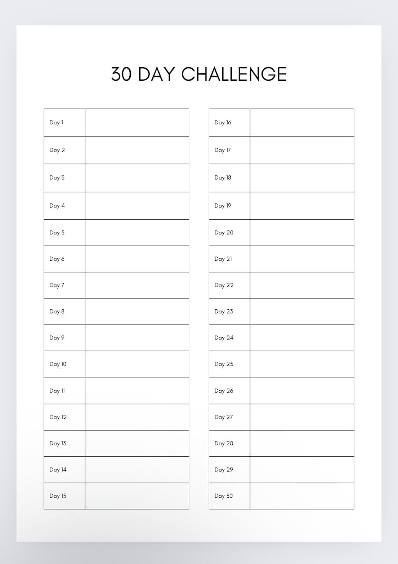 30 Day Challenge Planner,30 Day Challenge Printable,habit Tracker ...