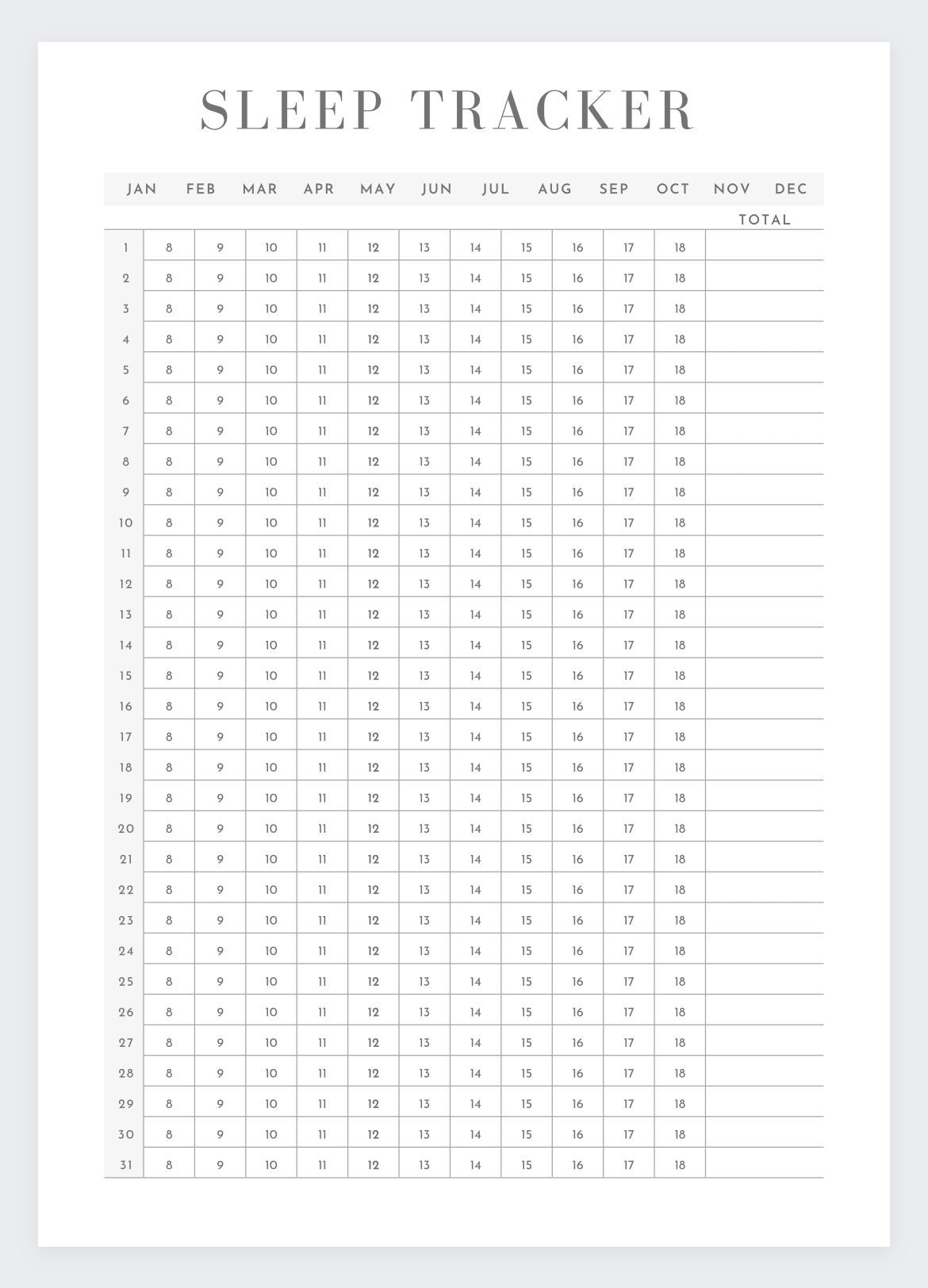 Sleep Tracker Printable,sleep List,weekly Sleep Log,digital Sleep