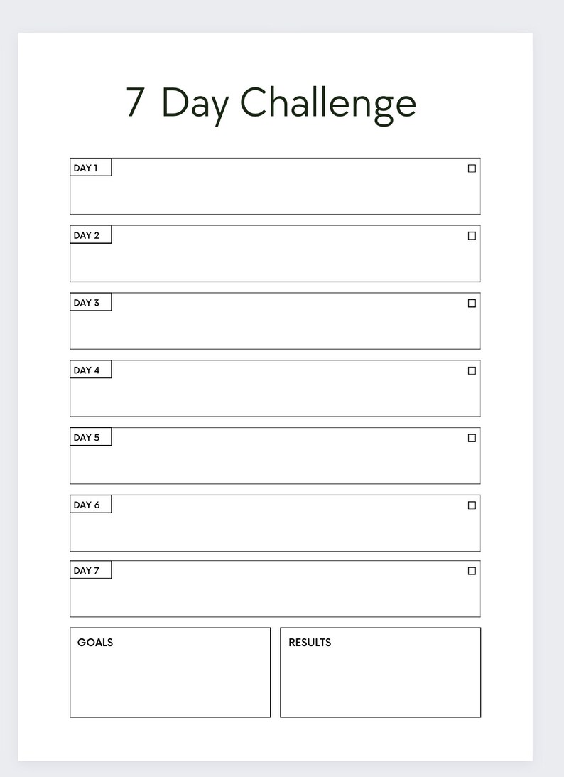 7 Day Challenge Tracker,21 Day Habit Tracker,daily Challenge Planner ...