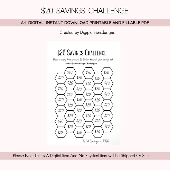 20 Dollar Saving Challenge,savings Box, Savings Jar, Saving Money