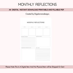 Reflexiones mensuales, Diario de reflexión, Planificador de autorreflexión, Seguimiento del crecimiento personal, Diario de atención plena, Planificador de revisión de objetivos, Seguimiento de la vida