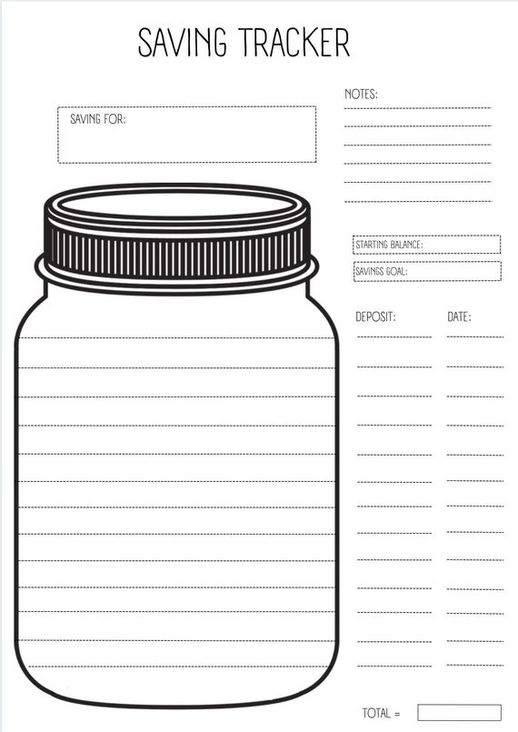 Savings Jar Savings Planner Savings Tracker Savings Pot - Etsy
