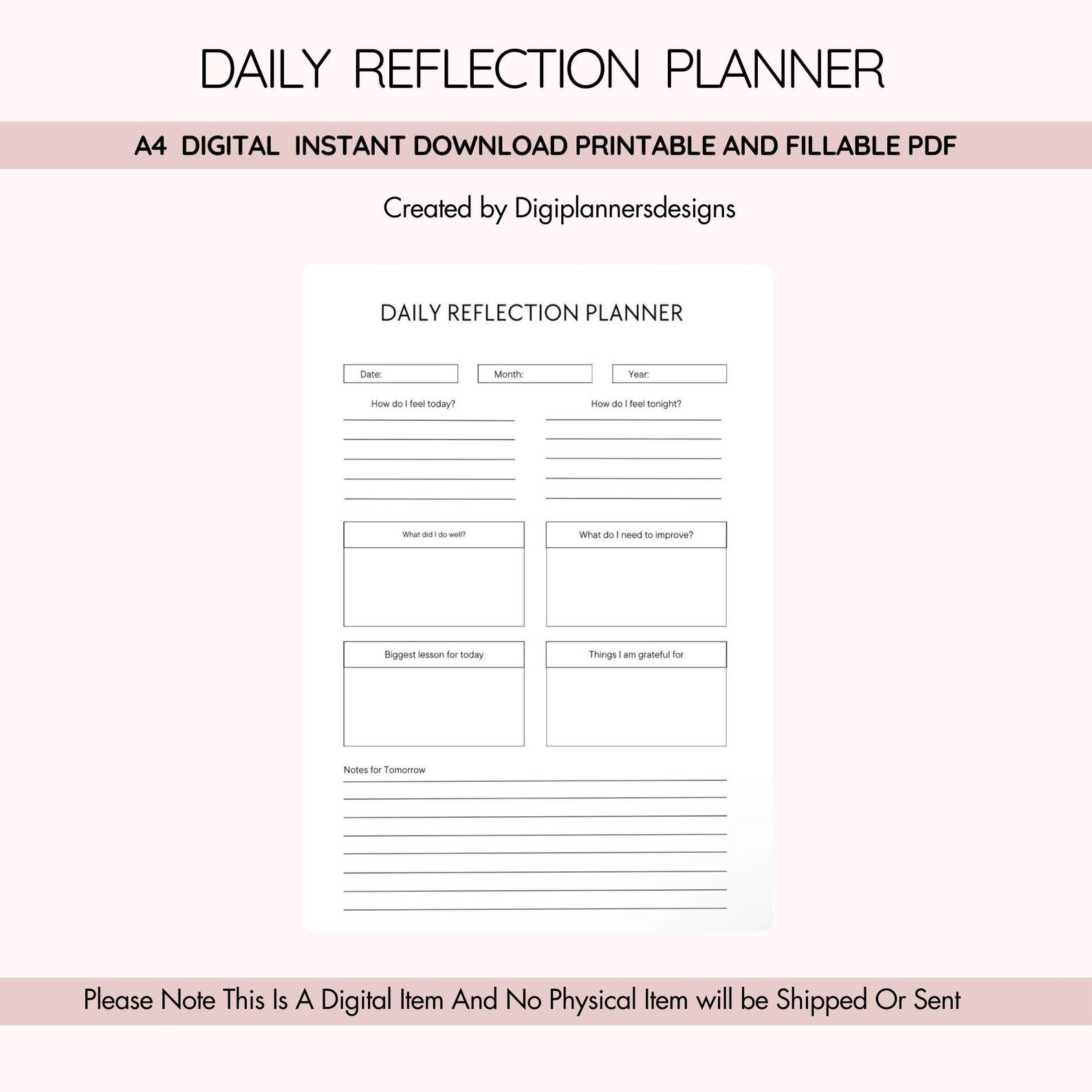 Reflection Planner Daily Reflection Planner,reflection Planner,daily Gratitude Planner ...
