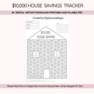 Rastreador de vivienda de 10,000, Fondo de ahorro para la vivienda, Carpeta de ahorros, Pago inicial de la vivienda, Fondo de ahorro, Ahorre 10k, Depósito de la vivienda, Ahorros para la vivienda, Ahorro de dinero