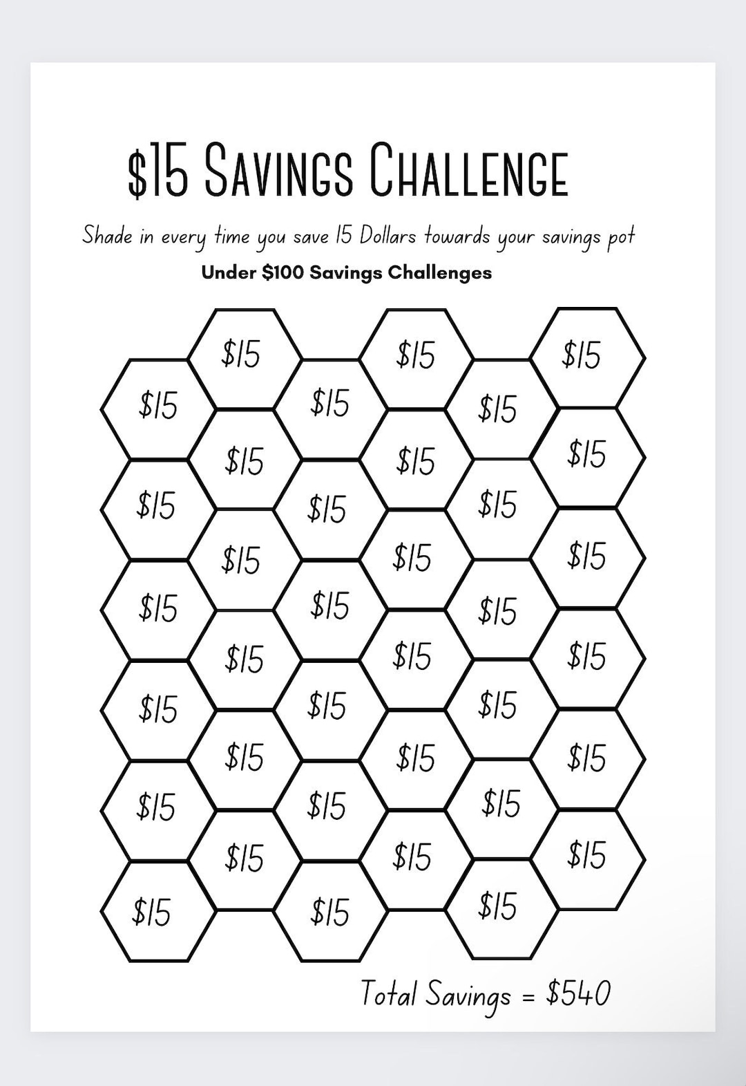 15 Dollar Saving Challenge,savings Box, Savings Binder, Savings