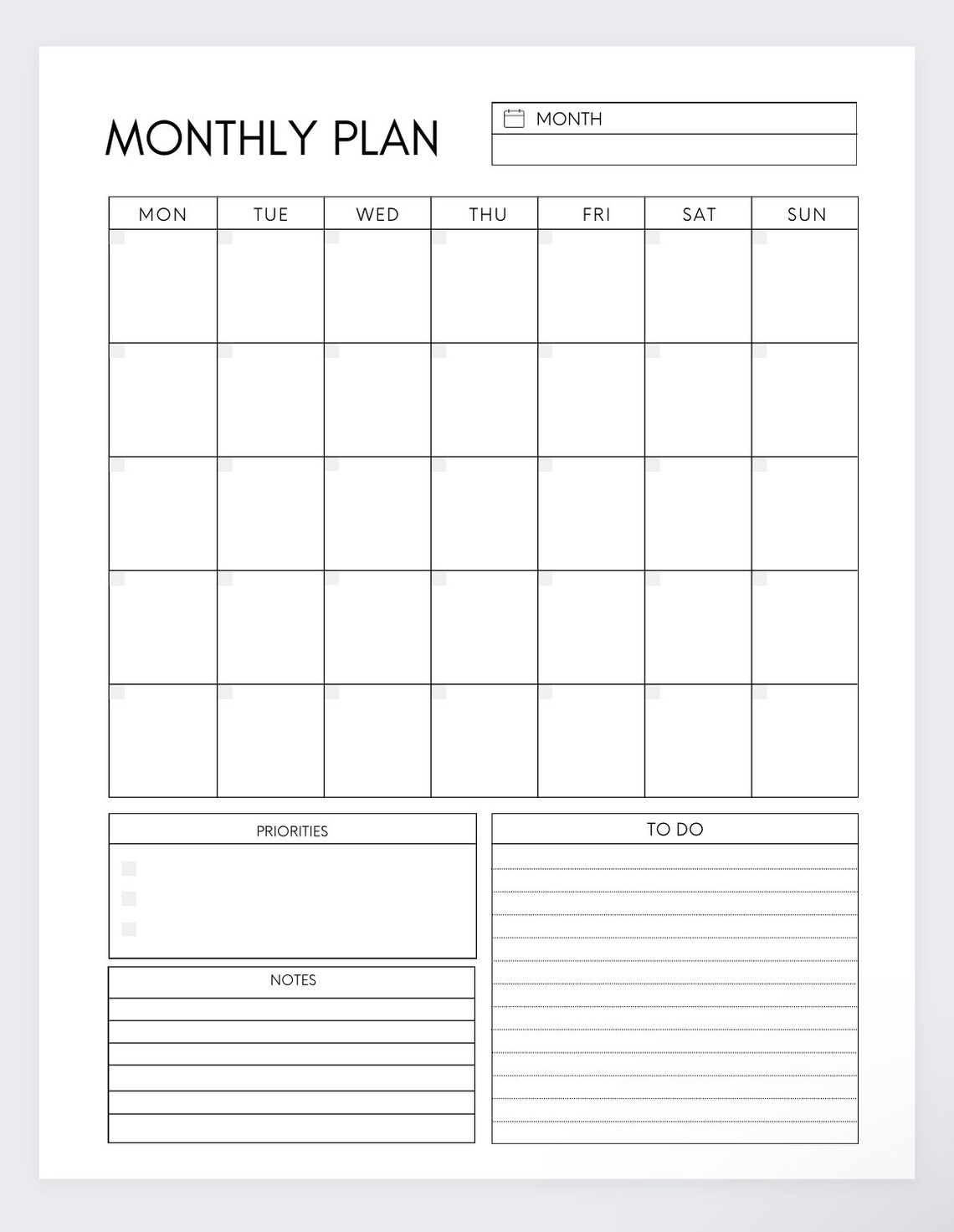 Monthly Planmonthly Plannermonth at a Glancemonthly - Etsy