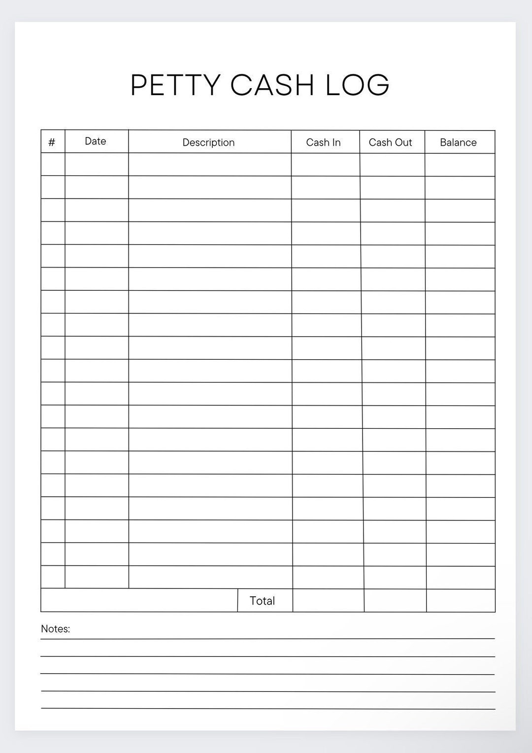 Petty Cash Log,petty Cash Tenplate,petty Cash Tracker,petty Cash ...