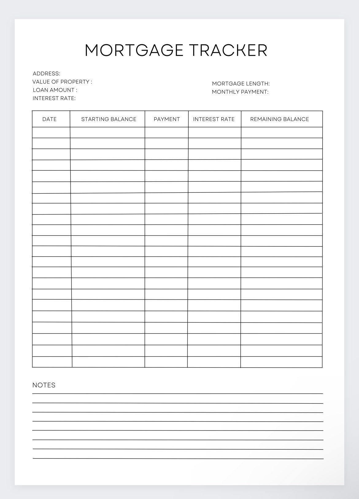 Mortgage Tracker,mortgage Log,mortgage Planner,mortgage Template ...