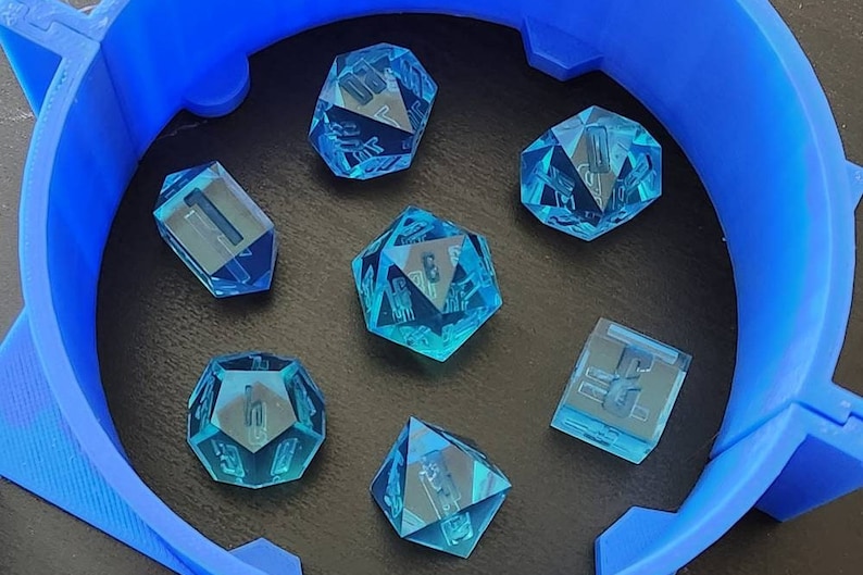 Mold Box for Dice Making Silicone Dice Mold Making Fits a Full Set of Dice Built in Keys Individual Dice 3D Printed 4in Diameter image 5