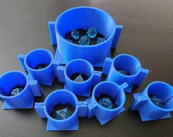 Mold Box for Dice Making - Silicone Dice Mold Making - Fits a Full Set of Dice - Built in Keys - Individual Dice - 3D Printed - 4in Diameter