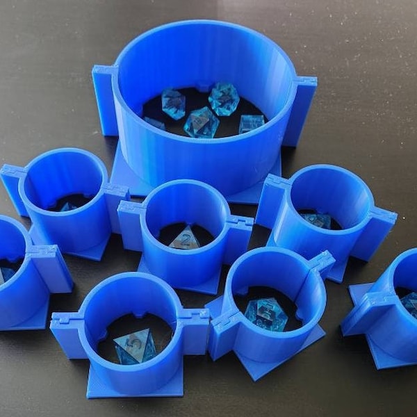 Mold Box for Dice Making - Silicone Dice Mold Making - Fits a Full Set of Dice - Built in Keys - Individual Dice - 3D Printed - 4in Diameter