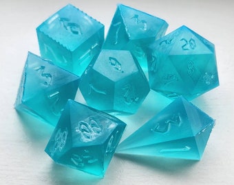 Resin Dice Master Set -- Nordic 7 Piece Dice Set 3D Printed Polyhedral Resin Dice Masters